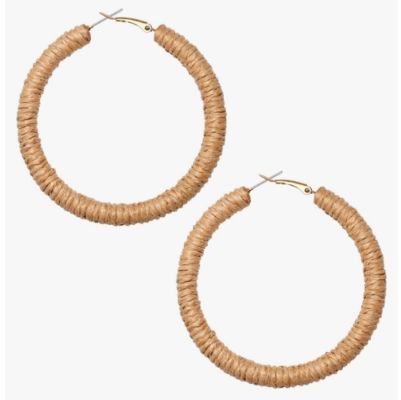 Fuchsia Pink Wicker Rattan Hoops Oversized Statement Earrings Big Bohemian Hoop - Picture 6 of 6